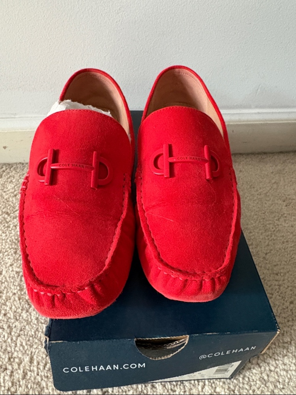 Cole Haan Red Suede Slip-On Loafers